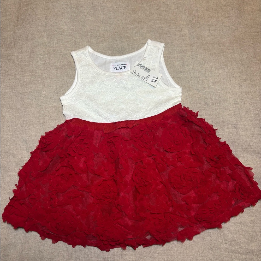 The Children's Place White and Red Formal Dress